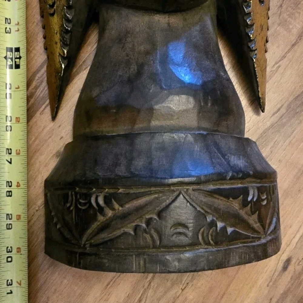 Elegant Brown And Gold Budha Head Sculpture - Picture 3 of 8